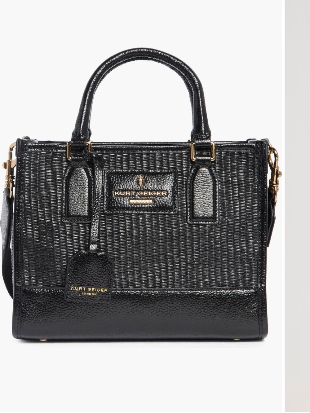 Kurt Geiger London Black Woven Satchel Handbag! NWT!